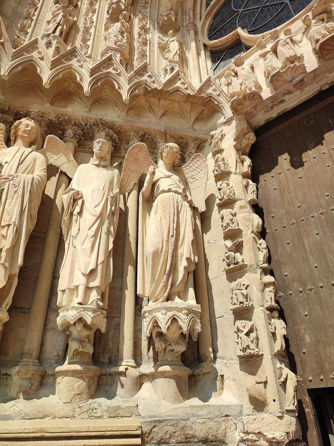The Smiling Angel statue on the north portal of the west front of Reims Cathedral