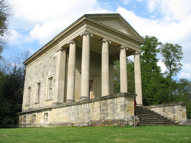 The Ionic Temple on Rievaulx Terrace above the valley