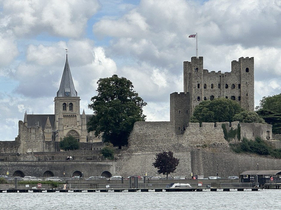 Rochester Cathedral and Rochester Castle seen across the River Medway