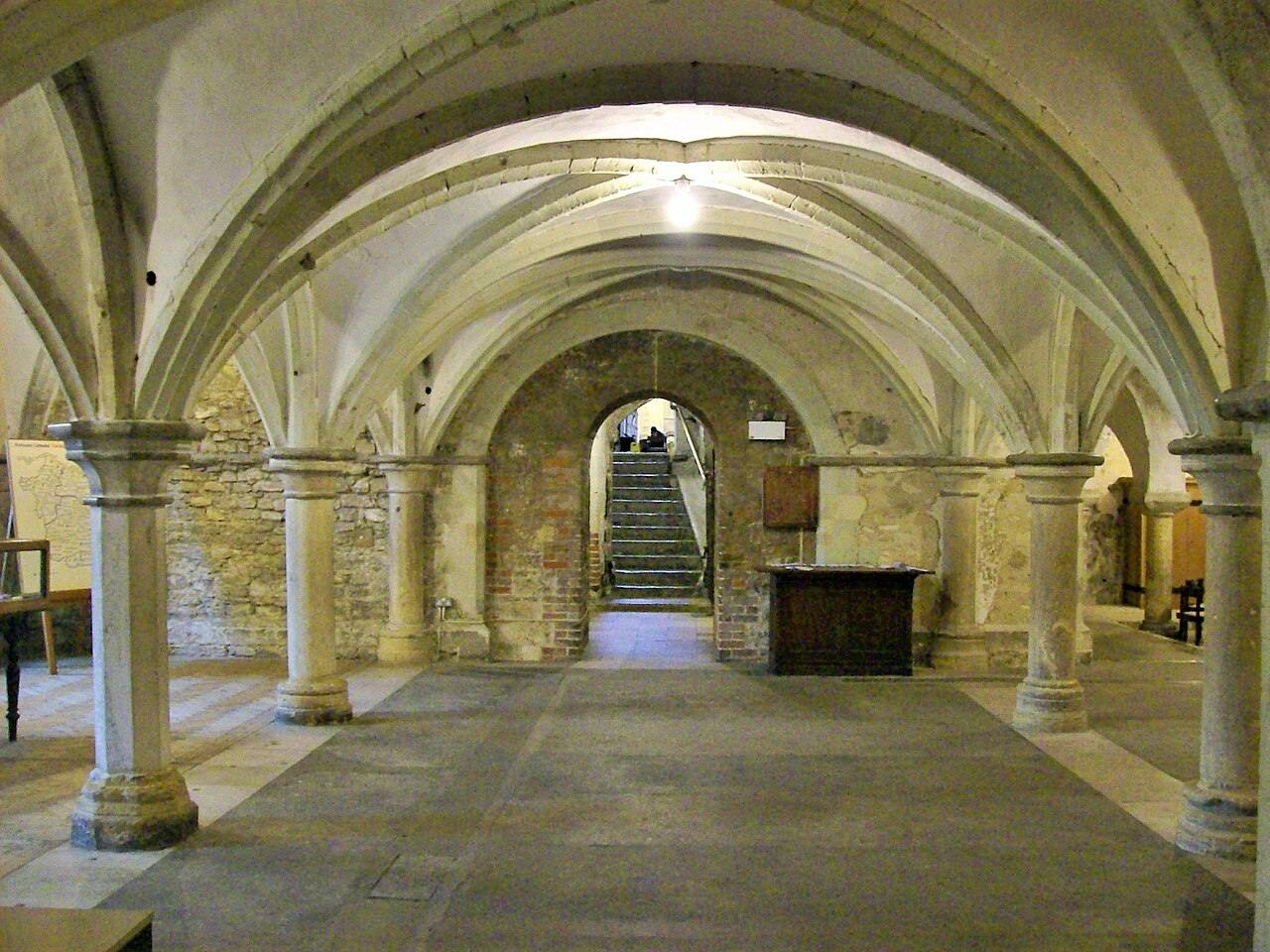 The vaulted thirteenth-century crypt of Rochester Cathedral