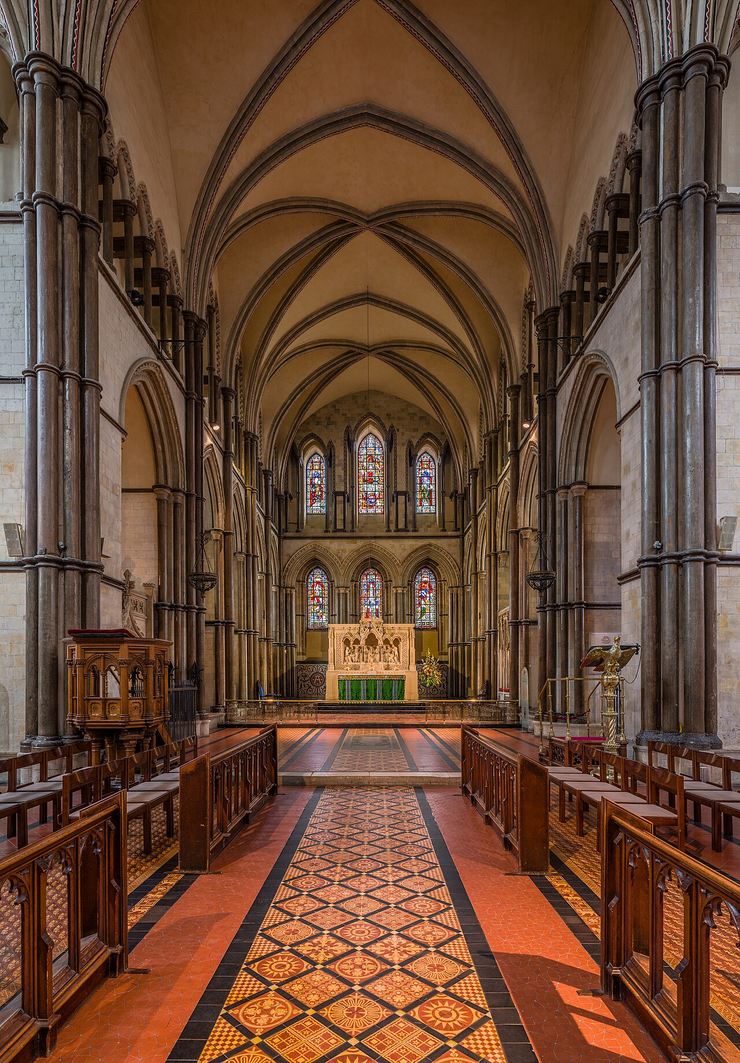The Early English presbytery of Rochester Cathedral looking east to the altar