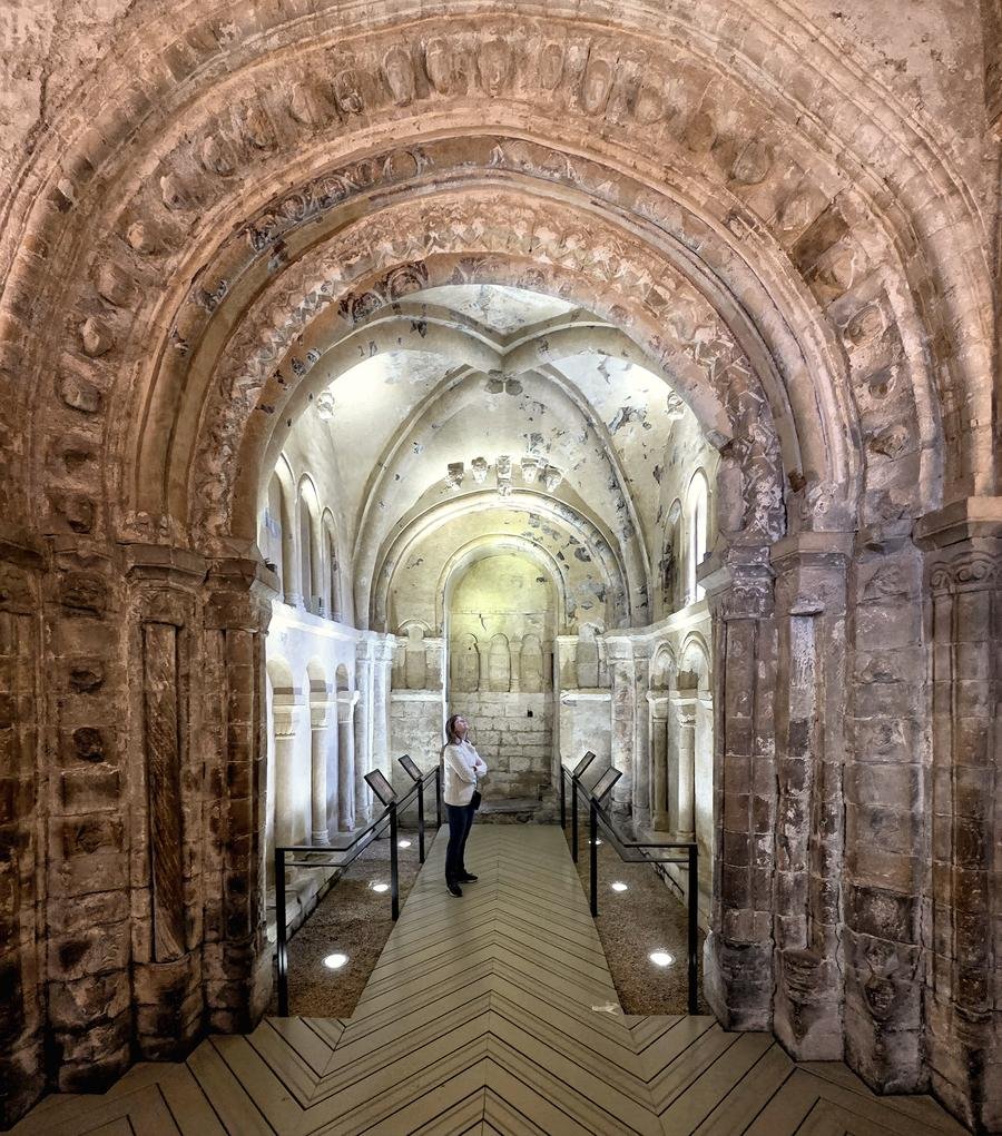 The multi-order chancel arch inside Cormac's Chapel at the Rock of Cashel
