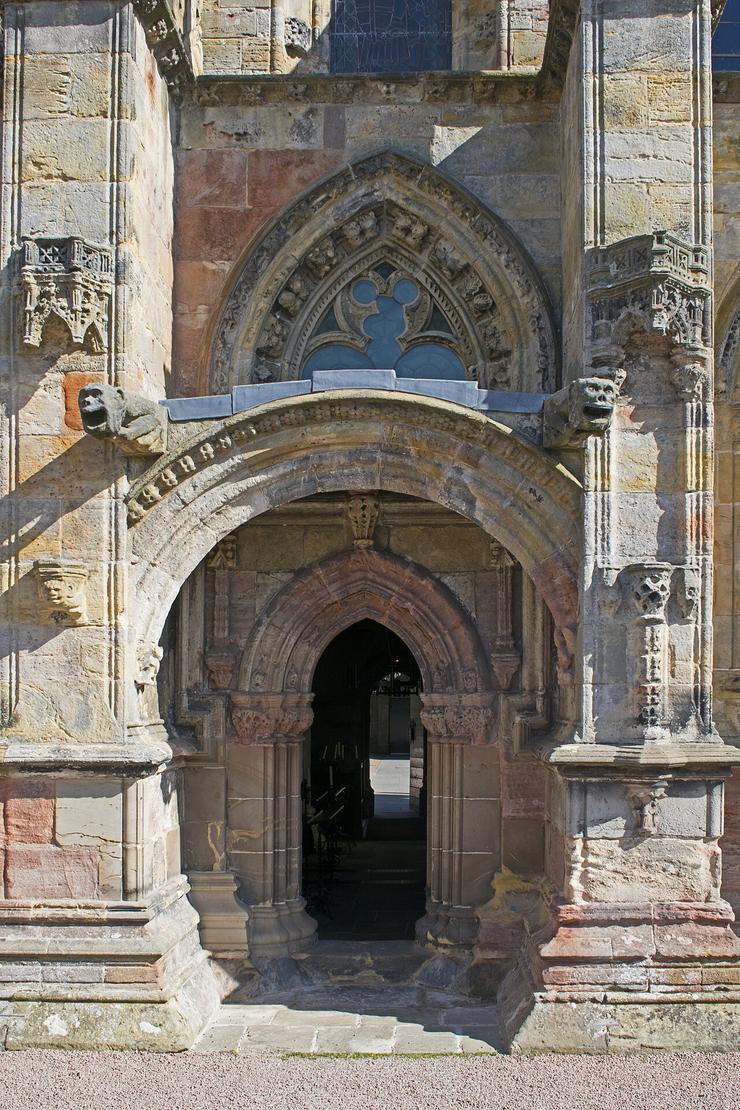 The carved south doorway of Rosslyn Chapel