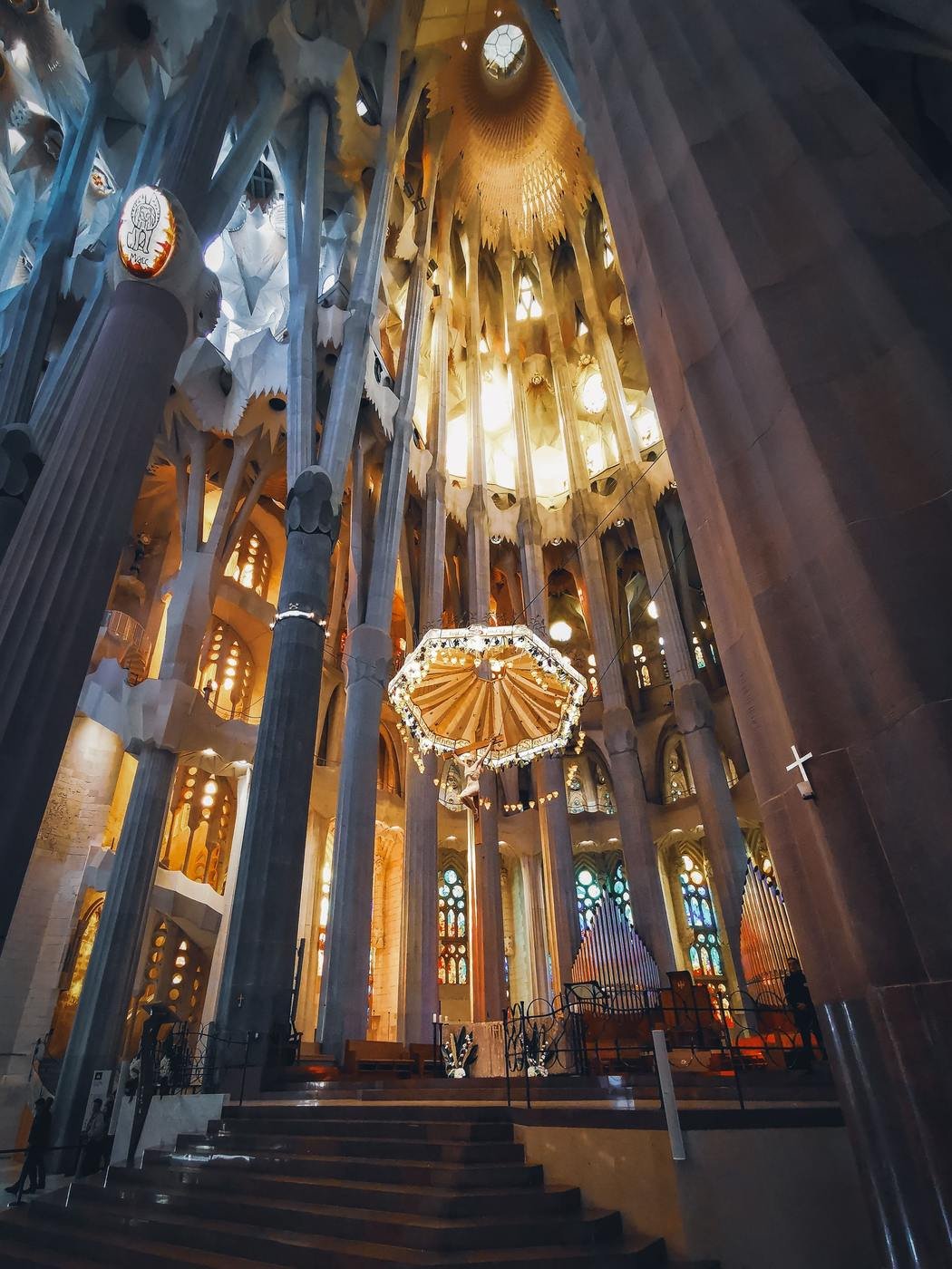 The high altar and suspended canopy of the Sagrada Familia