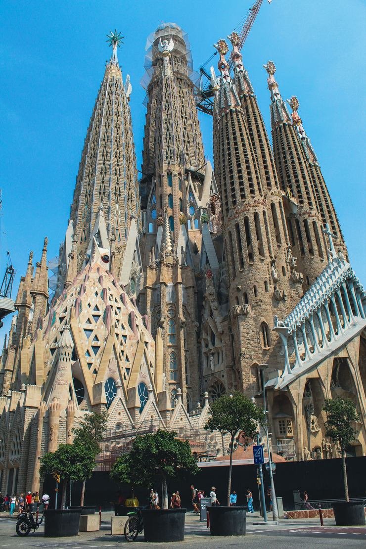 The towers of the Sagrada Familia rising above Barcelona