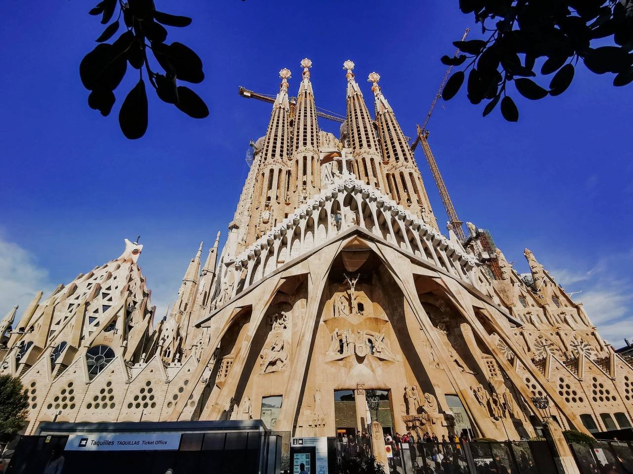 The angular Passion facade of the Sagrada Familia