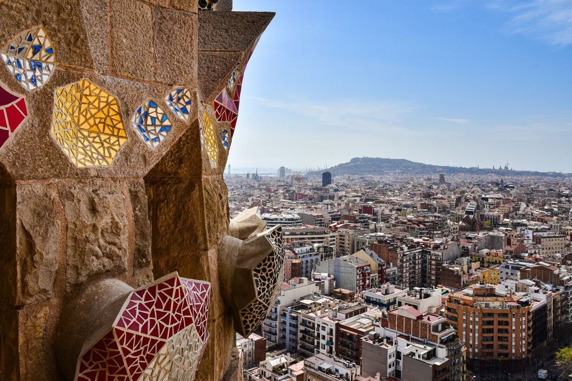 View over Barcelona from a tower of the Sagrada Familia