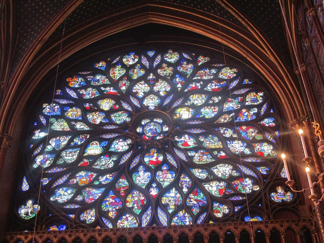 The rose window of the Apocalypse at the west end of the Sainte-Chapelle