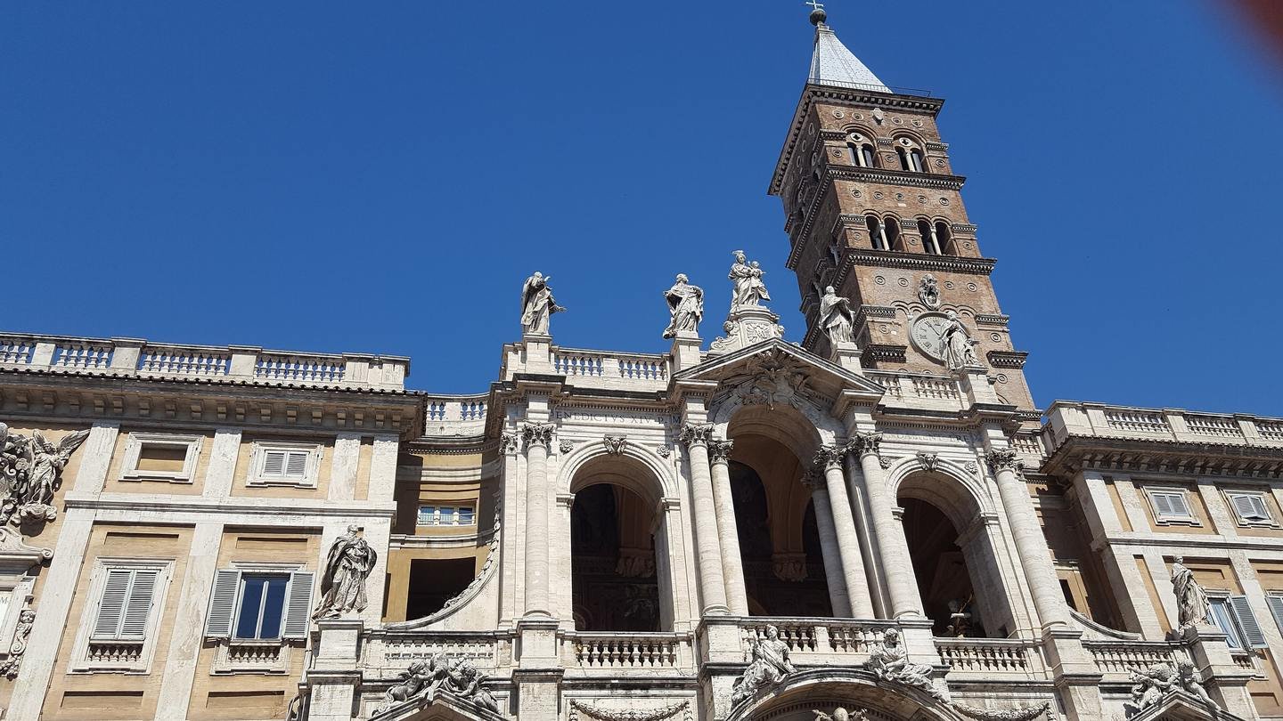 The brick Romanesque campanile of Santa Maria Maggiore