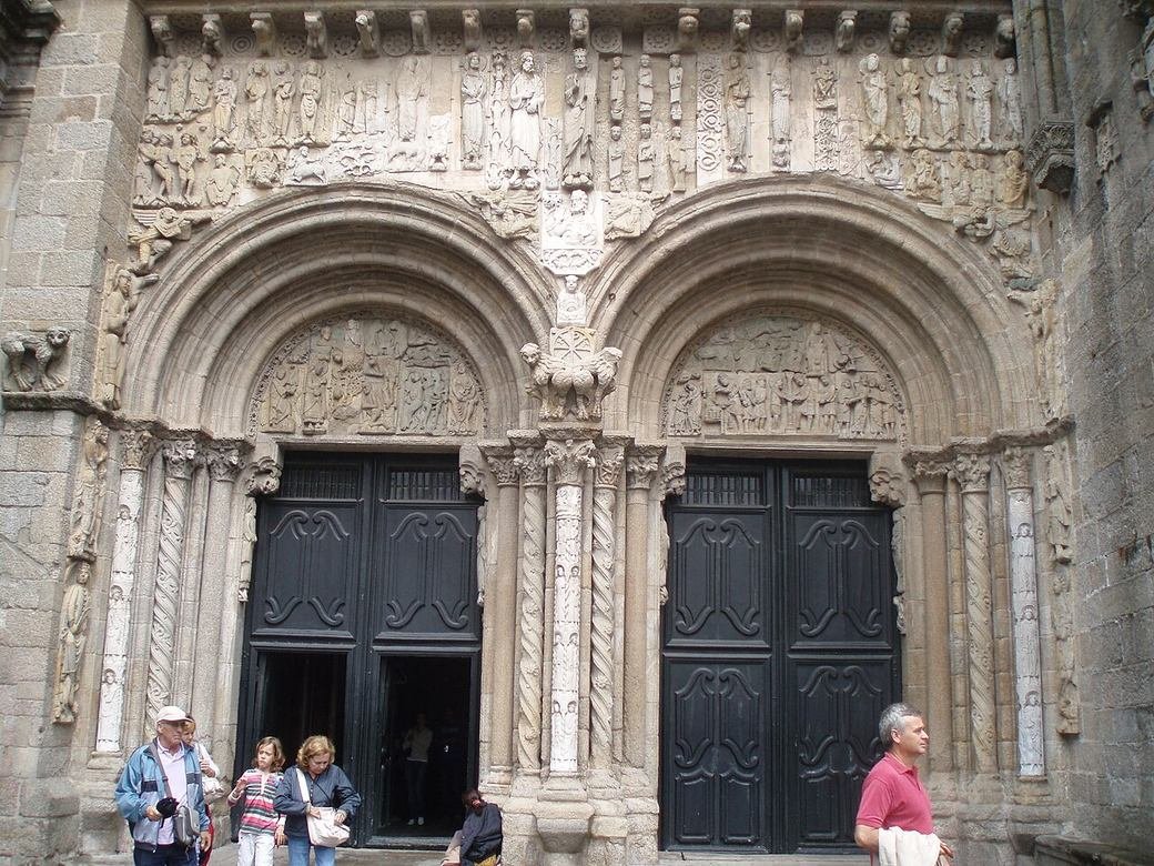 The Romanesque Praterias facade of Santiago de Compostela Cathedral