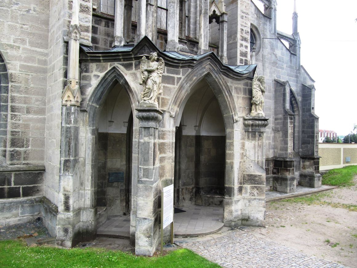 The Baroque Gothic portico of the cathedral at Sedlec, Kutna Hora