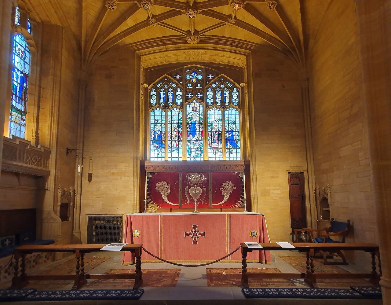 The Lady Chapel at Sherborne Abbey with its altar and east window