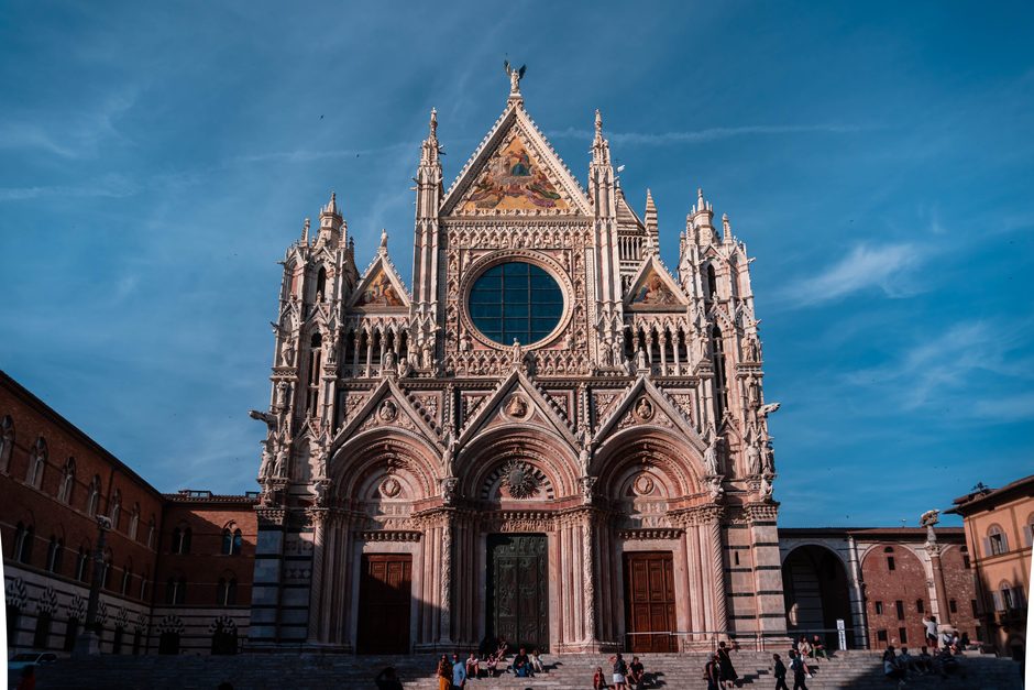 The Gothic marble facade of Siena Cathedral