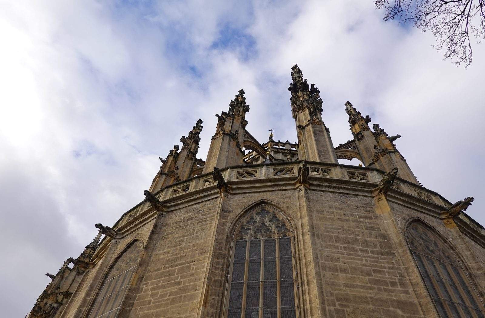 The apse of St Barbara's Church, Kutna Hora, seen from below