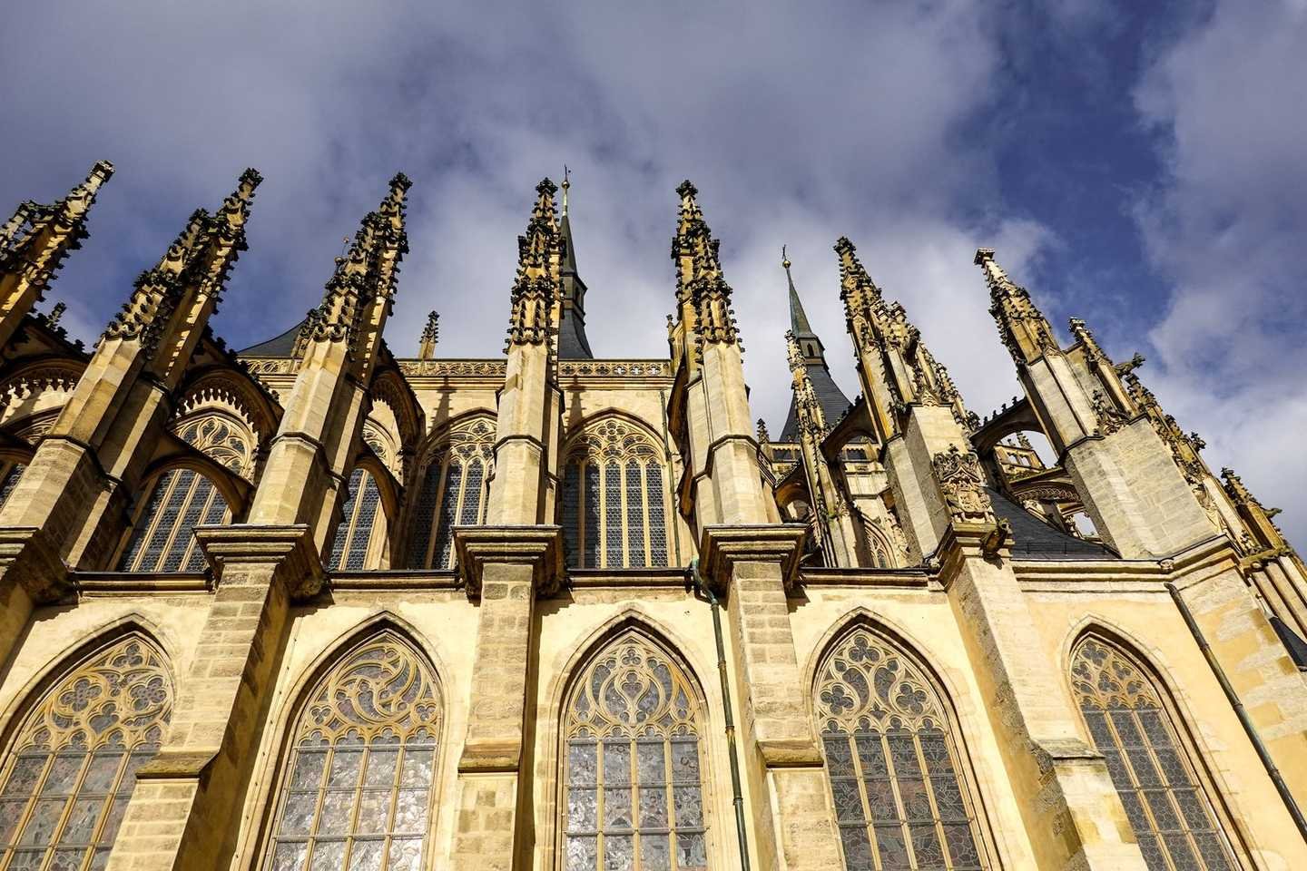 The flying buttresses along the flank of St Barbara's Church, Kutna Hora