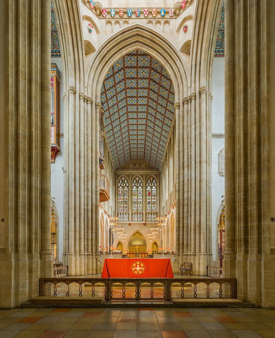 The quire of St Edmundsbury Cathedral looking east towards the high altar