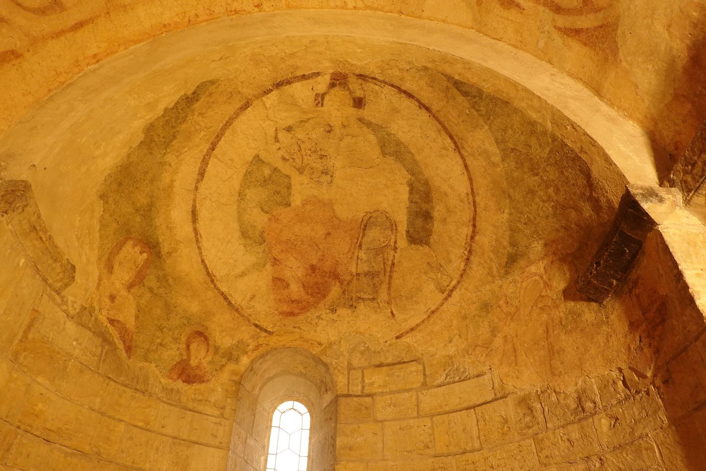 Romanesque vault and old frescoes in St George's Basilica, Prague