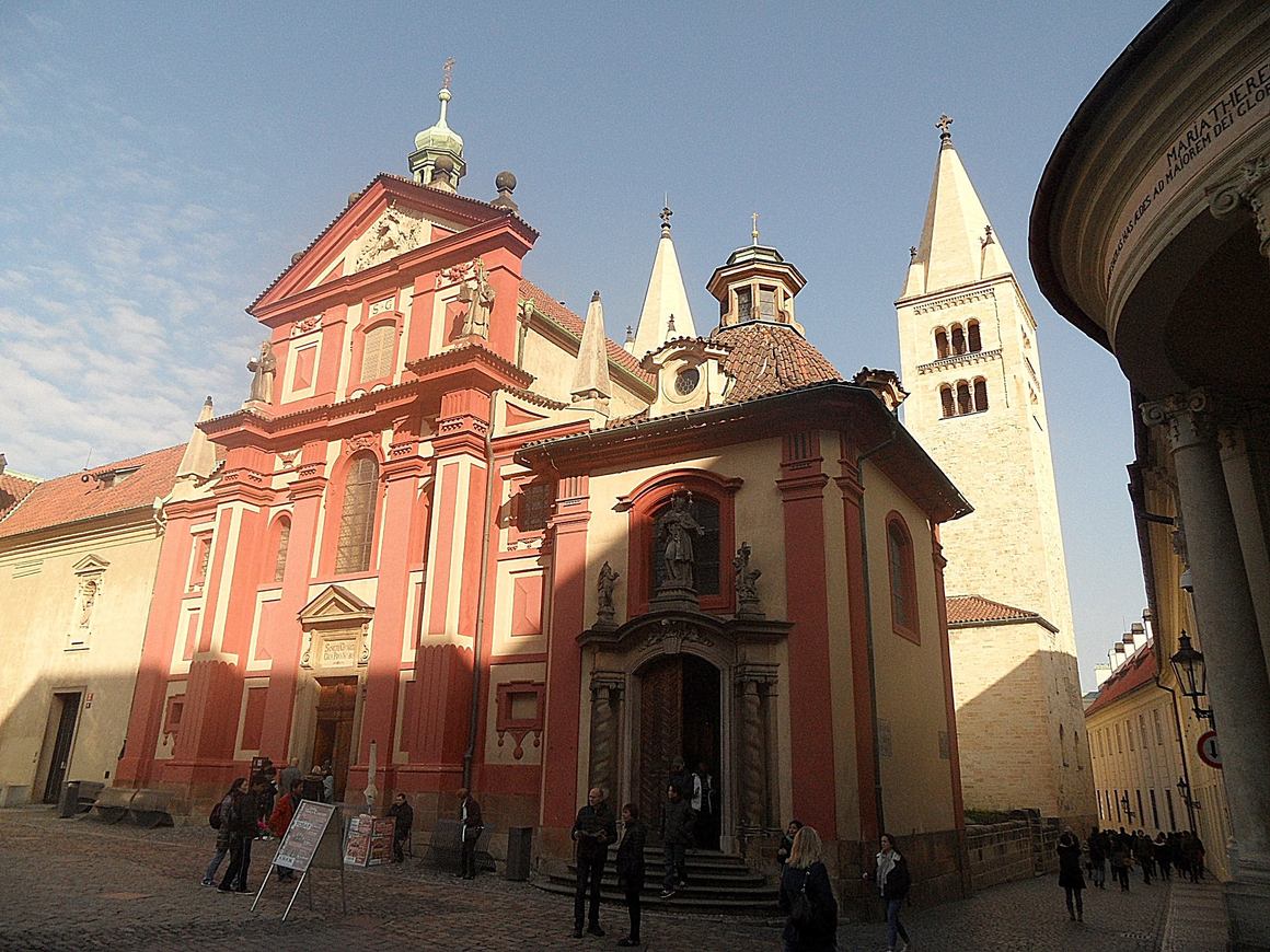 The Baroque west front of St George's Basilica, Prague Castle