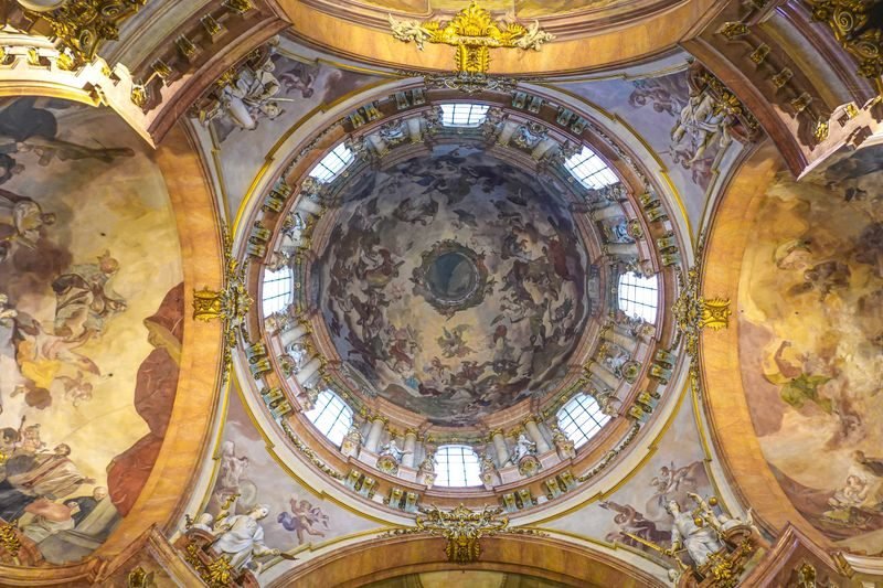 The Baroque dome fresco inside St Nicholas Church, Mala Strana, Prague