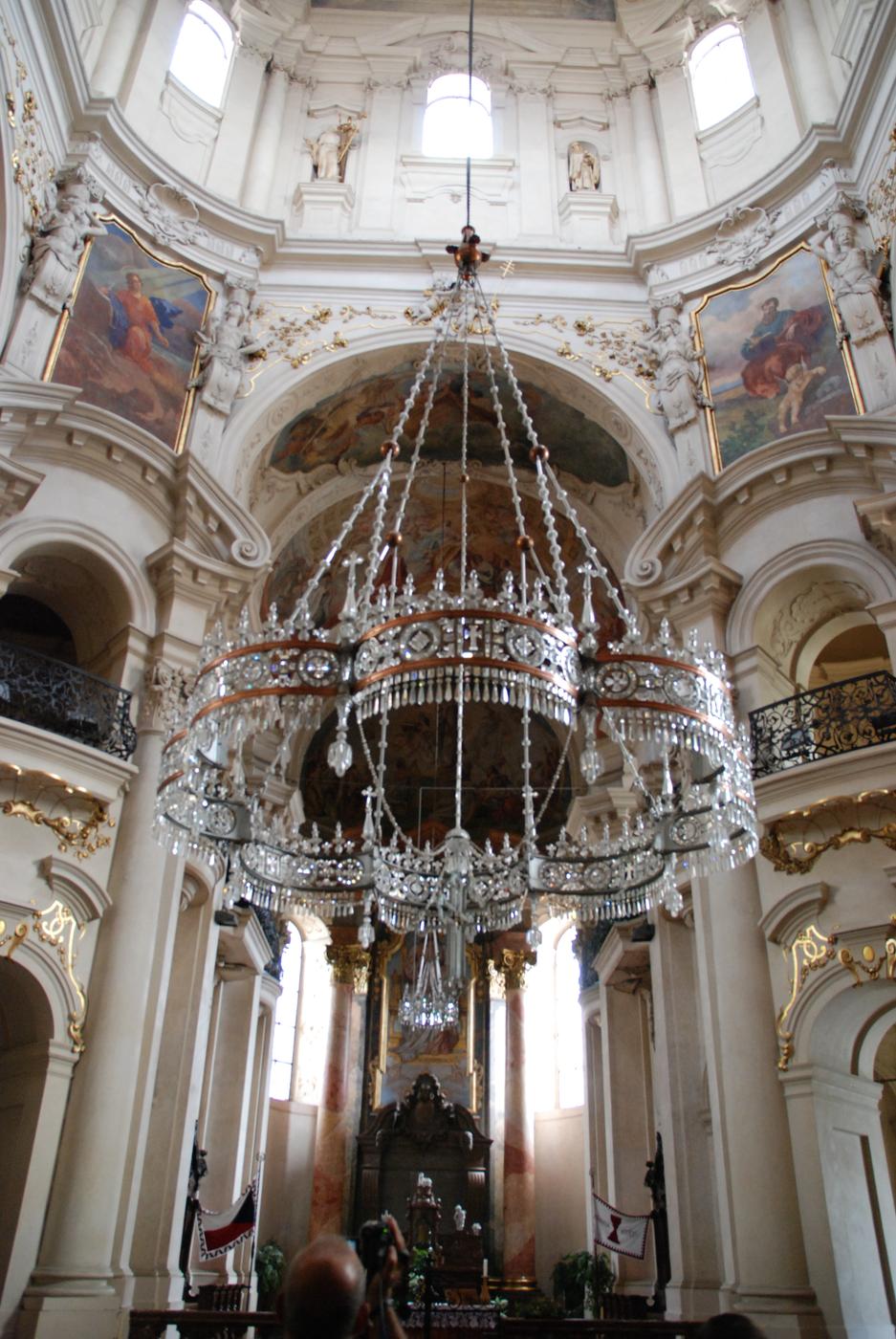 The crown chandelier in St Nicholas Church, Old Town Square, Prague