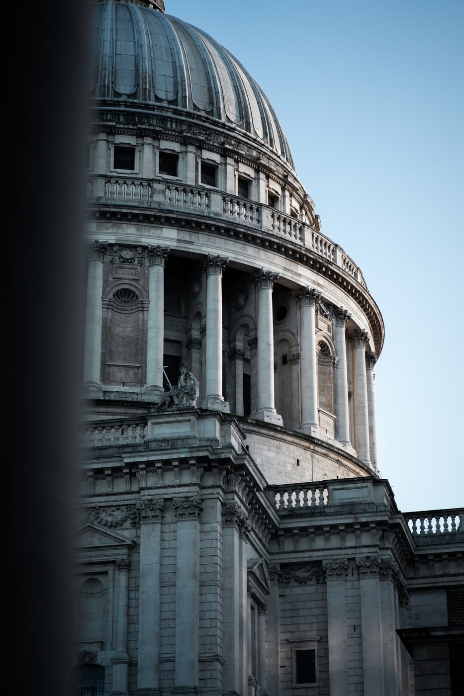The dome of St Paul's Cathedral seen across the City of London