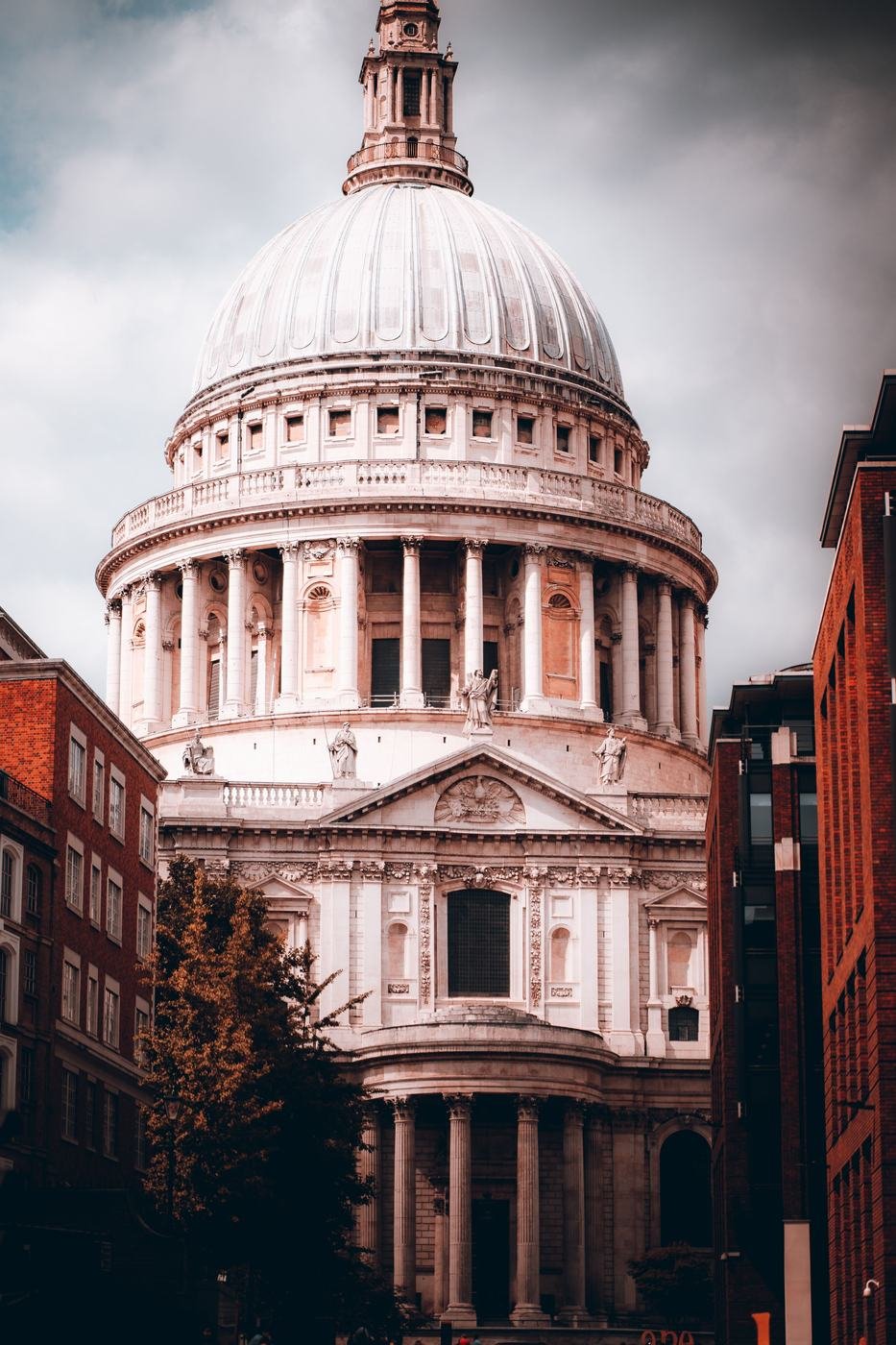 The dome and west towers of St Paul's Cathedral above the London skyline