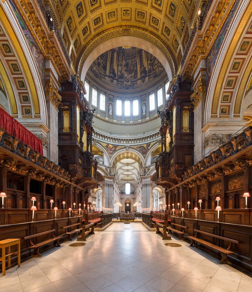 The quire of St Paul's Cathedral with its gilded mosaics