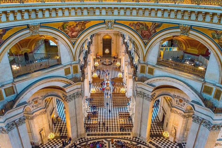 The Whispering Gallery running round the inside of the dome of St Paul's
