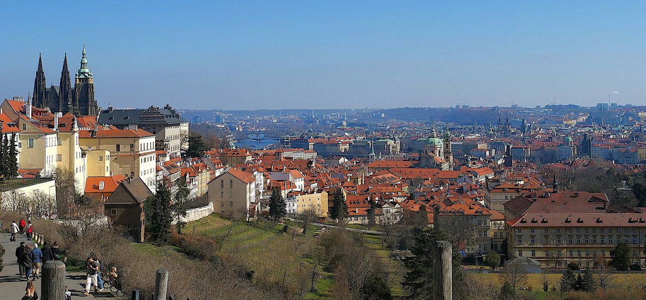 The view over Prague from below Strahov Monastery