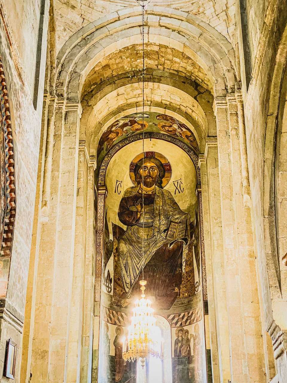 Surviving medieval fresco inside Svetitskhoveli Cathedral, Georgia