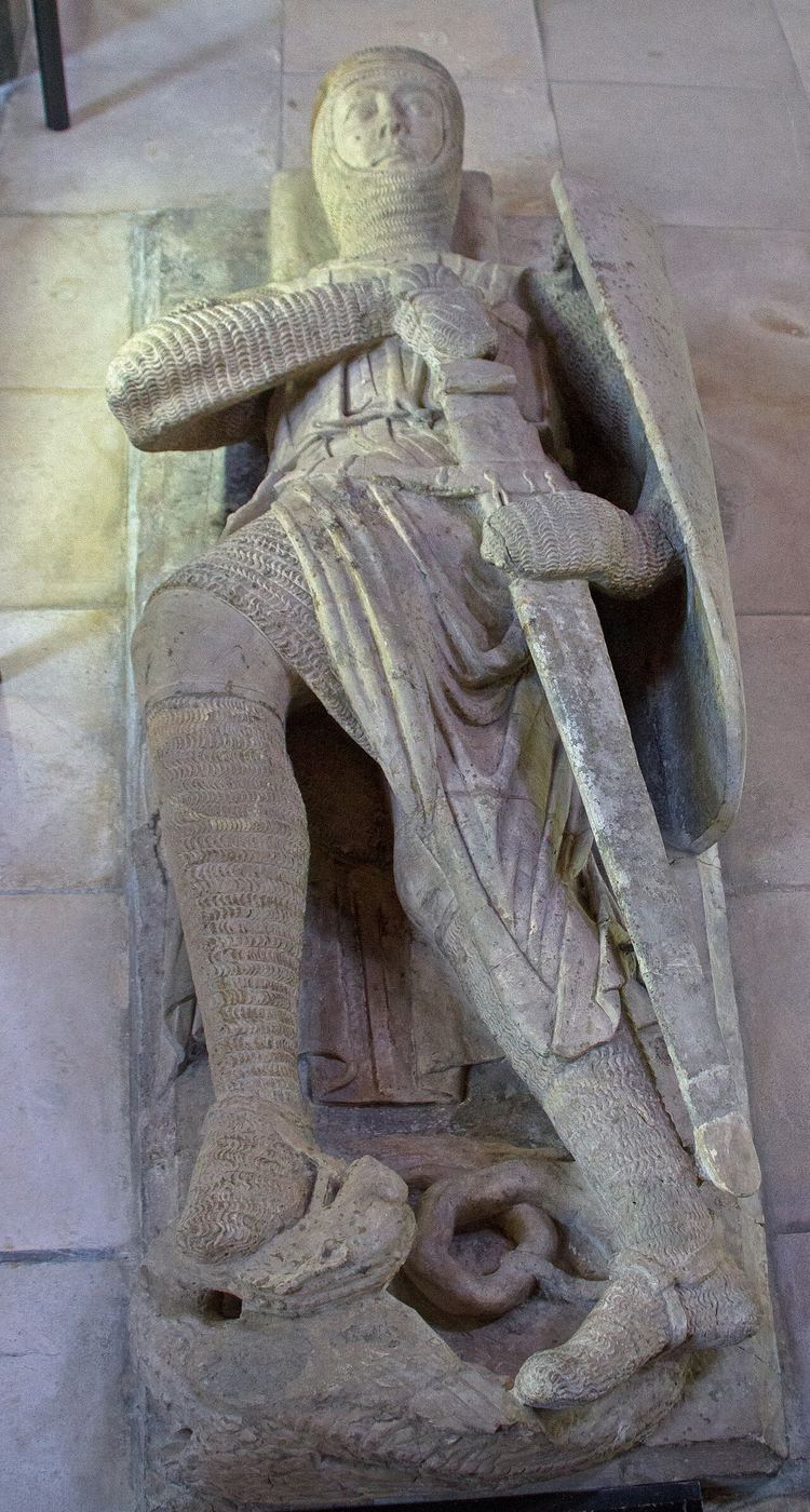 A thirteenth-century stone effigy of an armed knight lying cross-legged in Temple Church