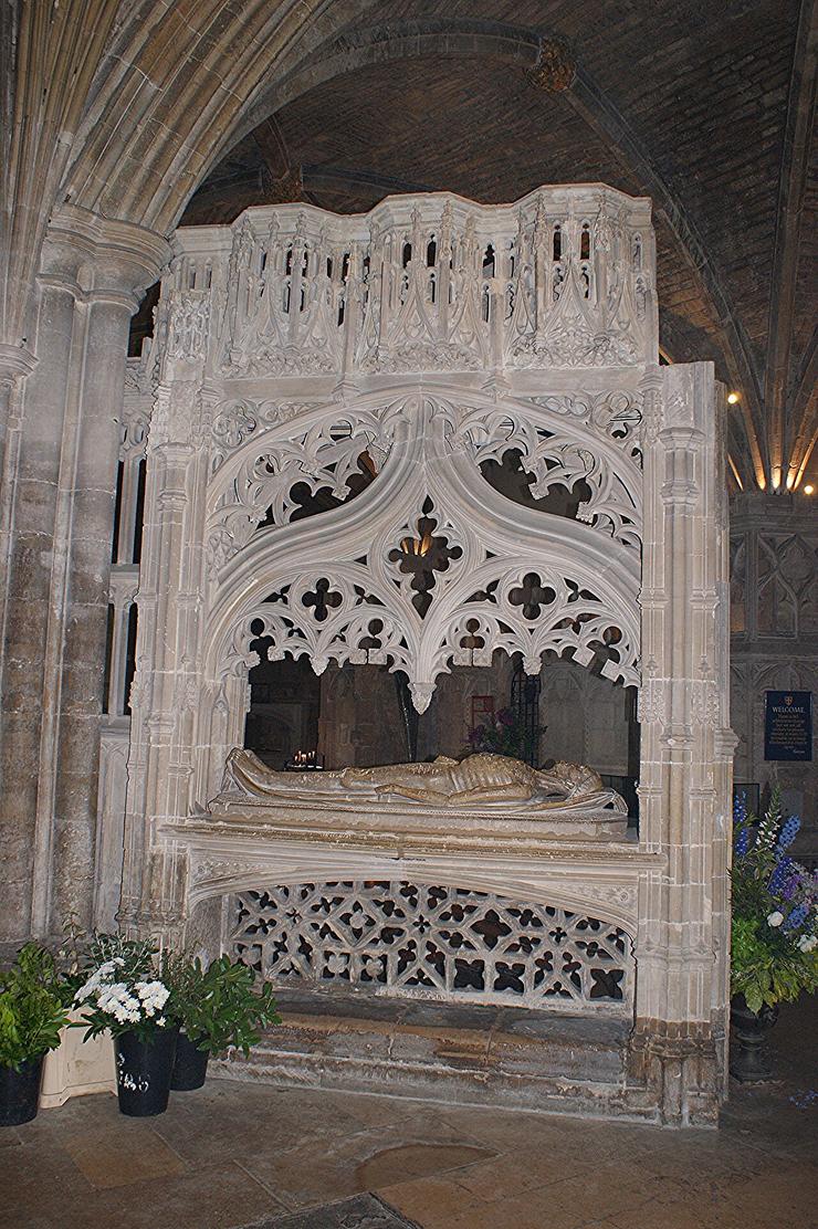 The Wakeman Cenotaph at Tewkesbury Abbey, a carved stone cadaver tomb