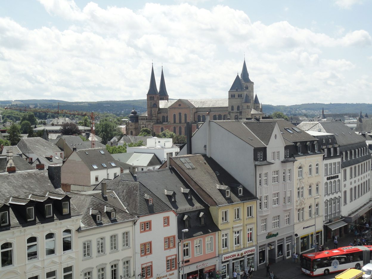The towers of Trier Cathedral and the Liebfrauenkirche rising above the roofs of Trier's old town