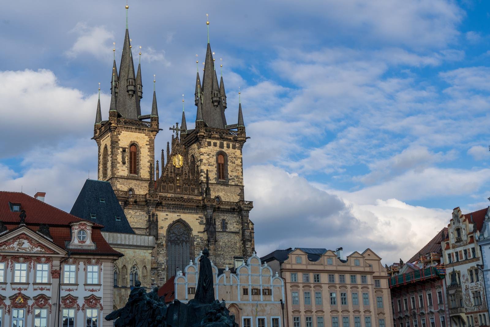 Old Town Square, Prague, with the Church of Our Lady before Tyn behind the houses