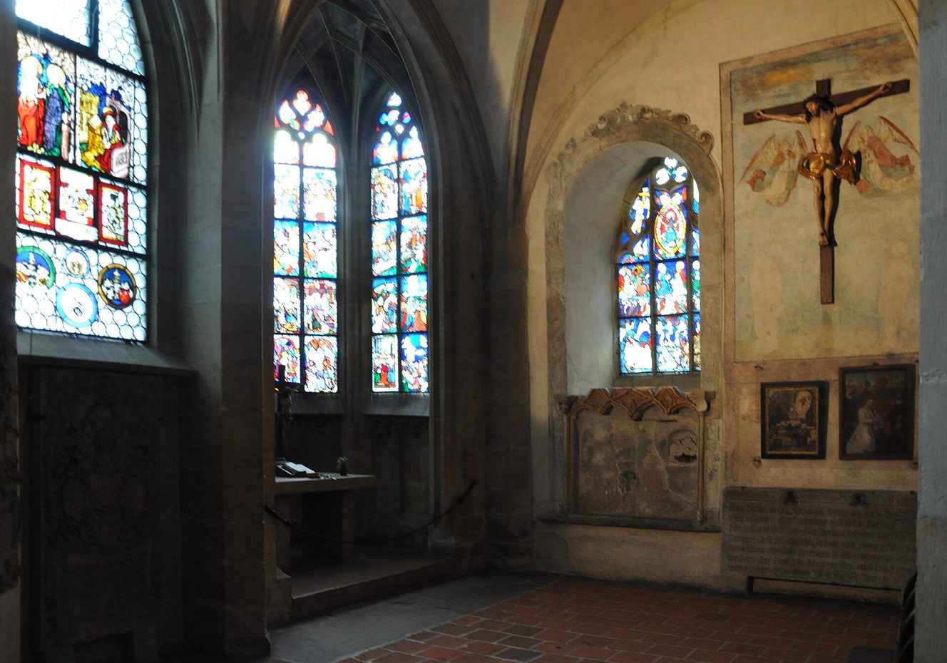 Medieval stained glass windows in the Besserer Chapel of Ulm Minster