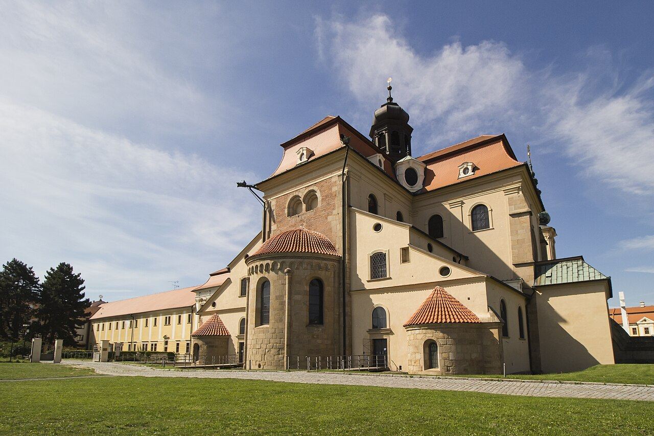 The east end of the Velehrad basilica with its round Romanesque apse