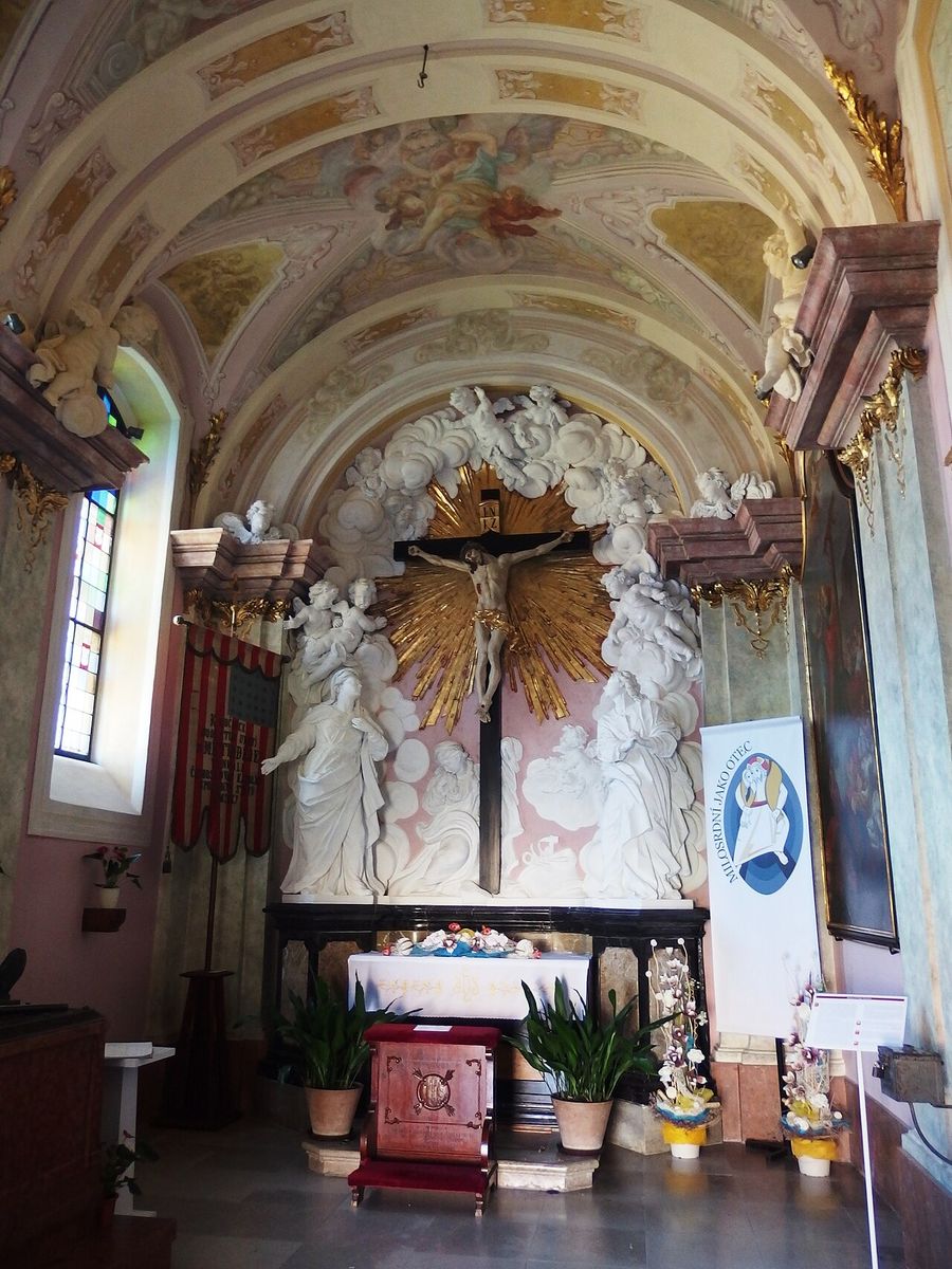 The King's Chapel in the Velehrad basilica with a carved crucifixion group