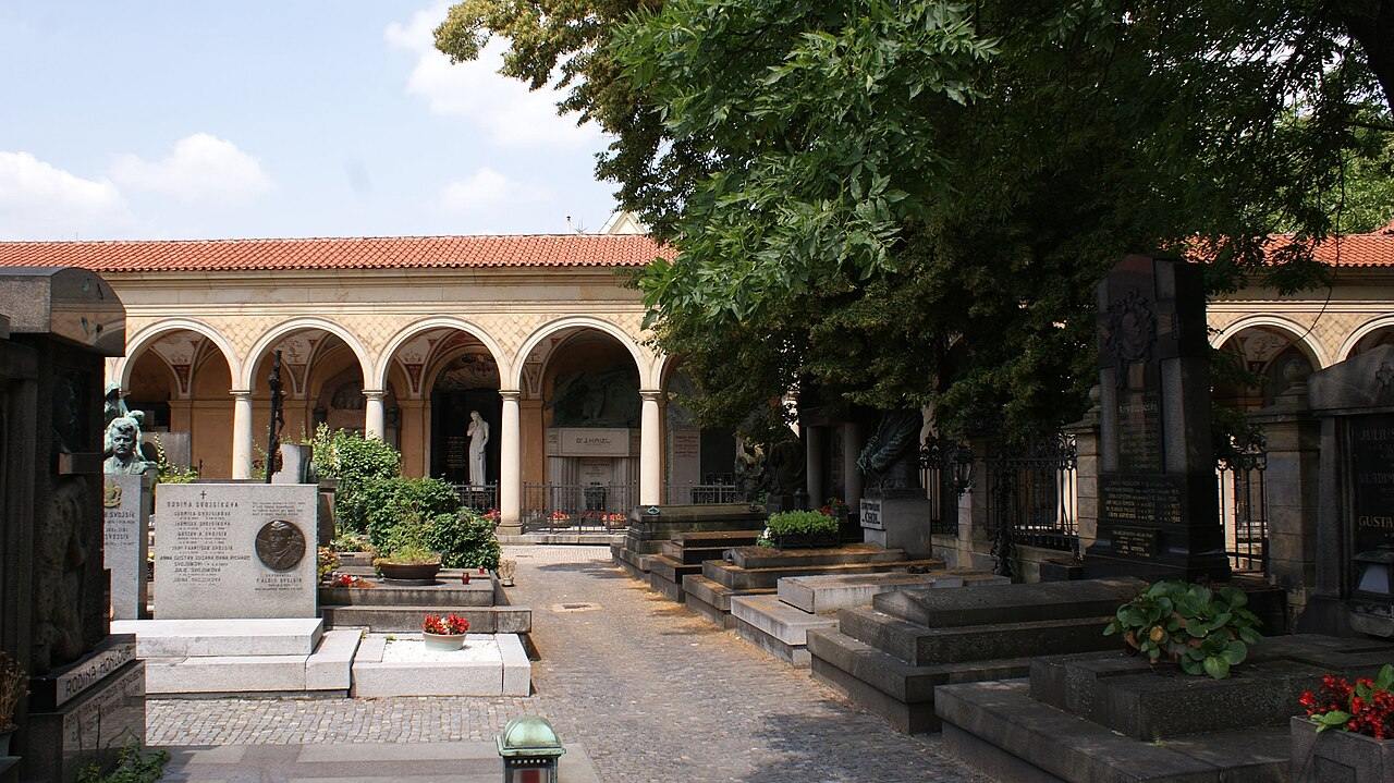 The Vysehrad Cemetery with its neo-Renaissance arcades, Prague