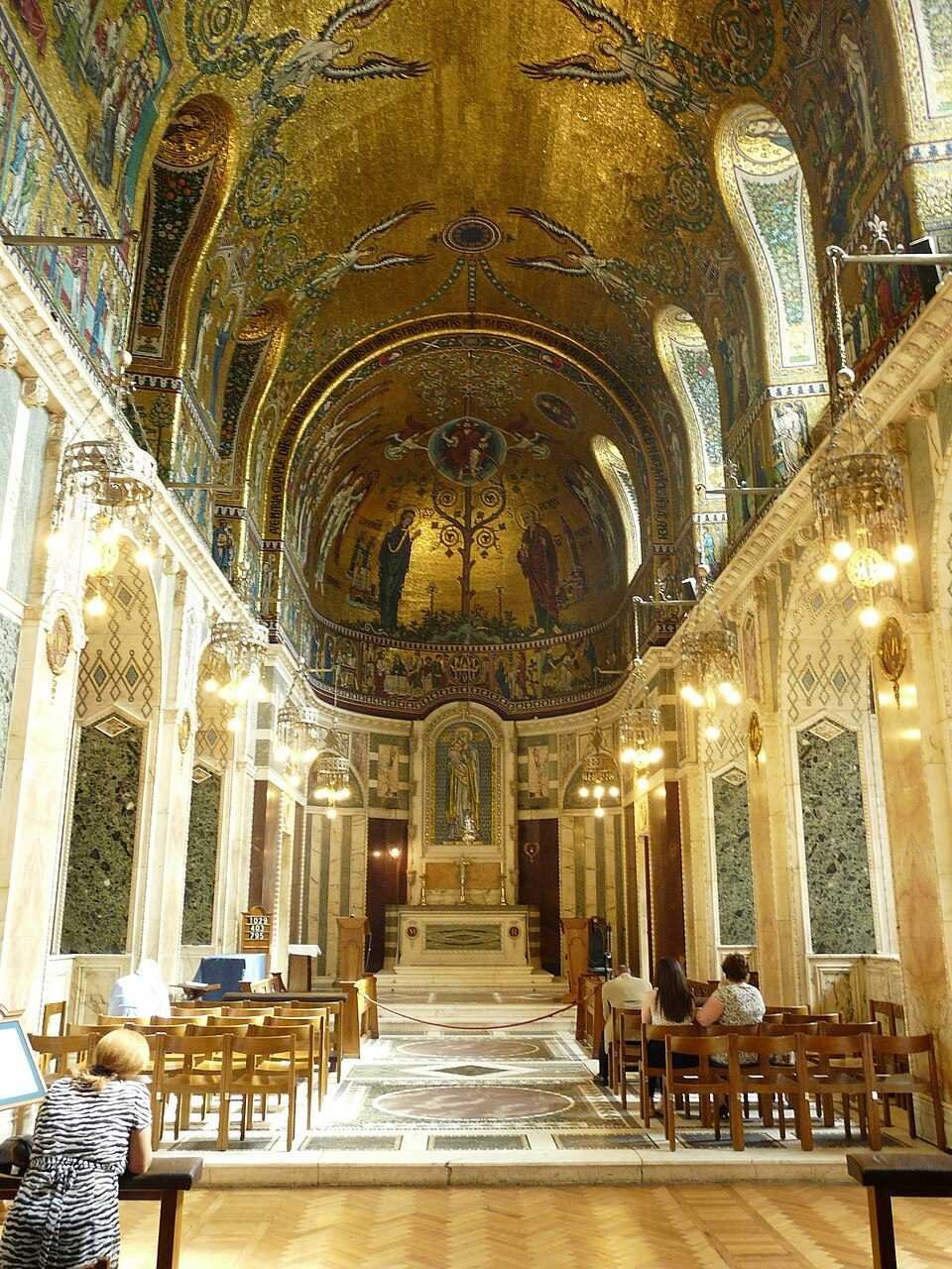 The blue-toned Byzantine mosaics of the Lady Chapel in Westminster Cathedral