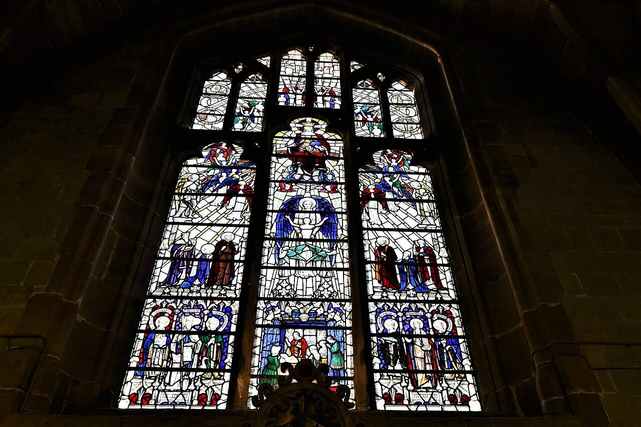 The Elgar memorial stained-glass window in Worcester Cathedral