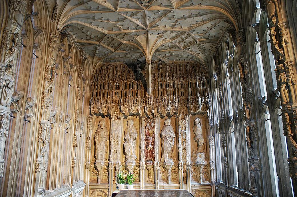 The carved stone screen of Prince Arthur's Chantry at Worcester Cathedral